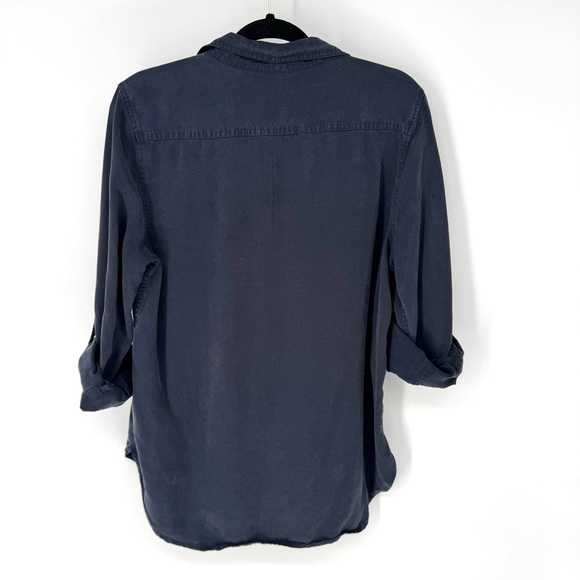 Babaton Aritzia Midnight Blue Button-Down silky minimalist Shirt medium - Picture 2 of 5